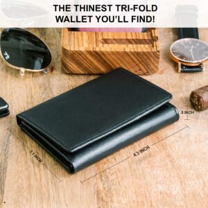 STAY FINE Top Grain Leather Trifold Wallet for Men | RFID Blocking | Ultra Strong Stitching | Extra Capacity Trifold Wallet | Thin and Sophisticated Tri-Fold Design