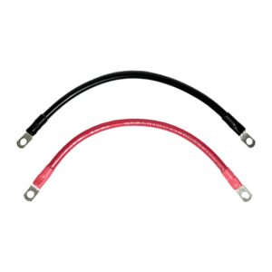 marine battery cable set, 4 awg gauge, tinned copper w/black & red pvc, 120" length, 3/8" lugs