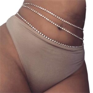 Sexy Riymusry Waist Chain Rhinestone Body Chain Jewelry Belly Chain Lower Back Chain Crystal Body Chain Waist Belt Summer Beach Jewelry for Women