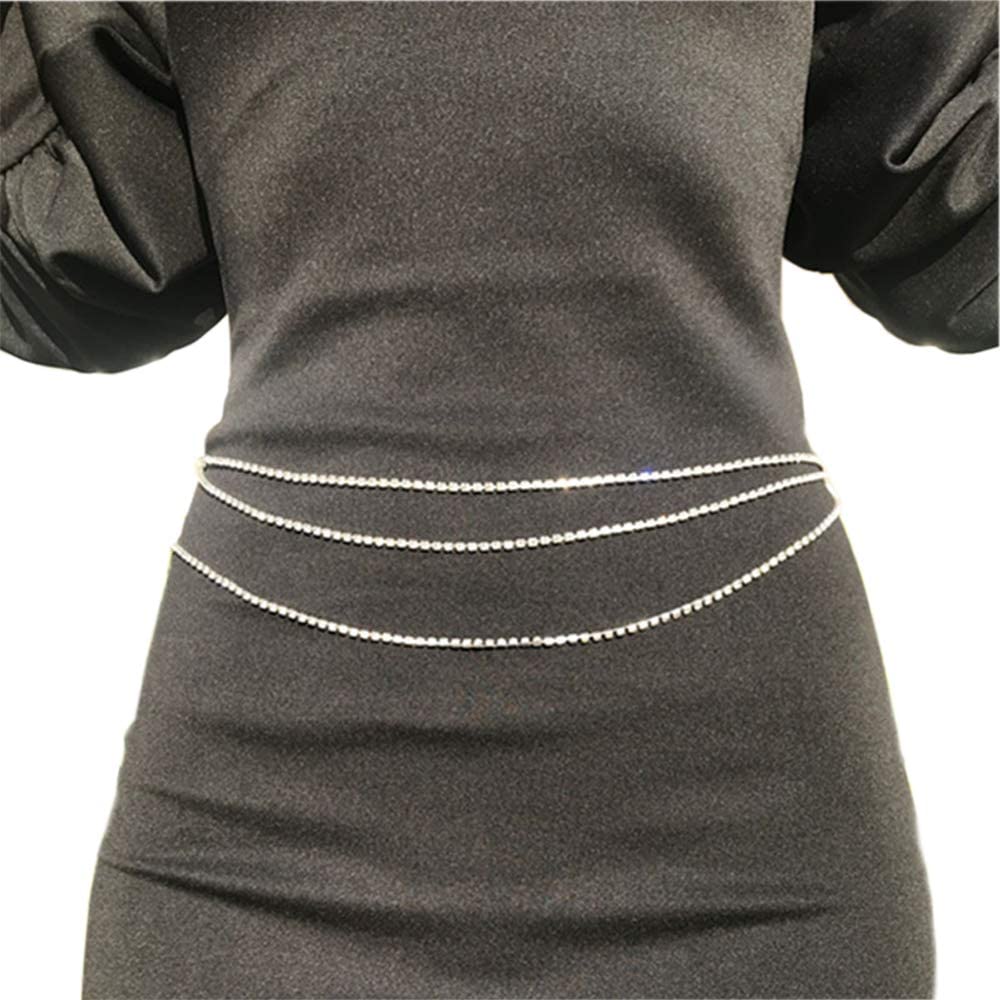 Sexy Riymusry Waist Chain Rhinestone Body Chain Jewelry Belly Chain Lower Back Chain Crystal Body Chain Waist Belt Summer Beach Jewelry for Women