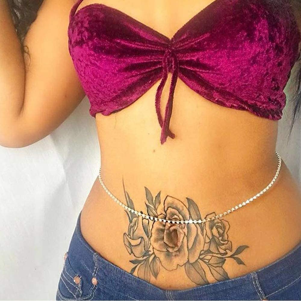 Sexy Riymusry Waist Chain Rhinestone Body Chain Jewelry Belly Chain Lower Back Chain Crystal Body Chain Waist Belt Summer Beach Jewelry for Women