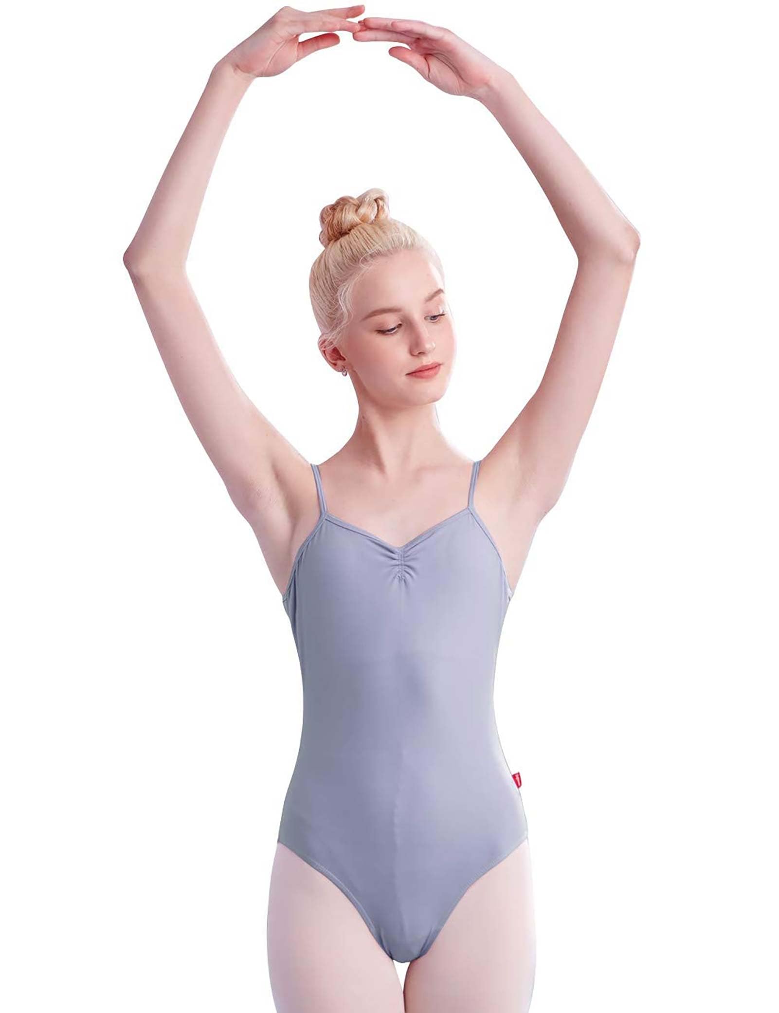 Daydance Grey Petite Women Dance Leotards Adult Ballet Outfits with Adjustable Straps