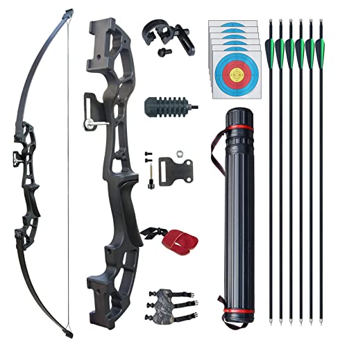 D&Q Archery 50" Takedown Bow and Arrows Set for Adults 30lb 40lb Metal Riser Right Hand Longbow Kit for Beginner to Intermediate Hunting Target(Black, 40lb)