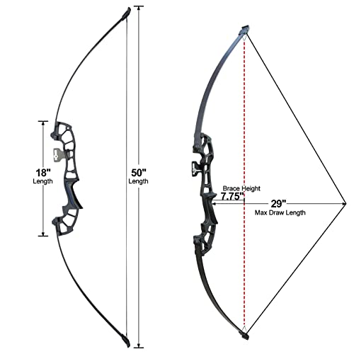 D&Q Archery 50" Takedown Bow and Arrows Set for Adults 30lb 40lb Metal Riser Right Hand Longbow Kit for Beginner to Intermediate Hunting Target(Black, 40lb)