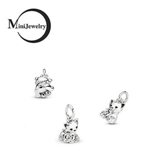 MiniJewelry Kitty Cat Kitten Charm fits Pandora Moments Bracelets Women Family Christmas S925 Bead Birthday