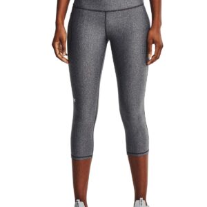 Under Armour Womens HeatGear Armour High Waisted Pocketed No-Slip Capri , Charcoal Light Heather (019)/White , Medium