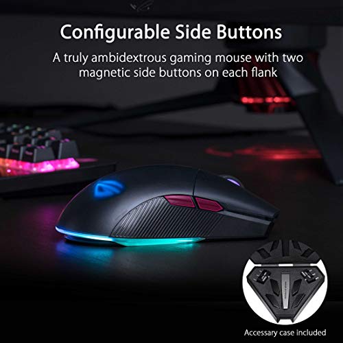 ASUS Optical Gaming Mouse - ROG Pugio II | Ergonomic & Truly Ambidextrous PC Gaming Mouse | Configurable & Swappable Side Buttons | 16,00 DPI Optical Sensor | Aura Sync RGB Tactile Mice