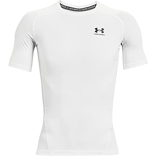 Under Armour Men's Armour HeatGear Compression Short-Sleeve T-Shirt , White (100)/Black, Medium