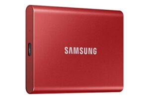 samsung t7 portable ssd, 1tb external solid state drive, speeds up to 1,050mb/s, usb 3.2 gen 2, reliable storage for gaming, students, professionals, mu-pc1t0r/am, red