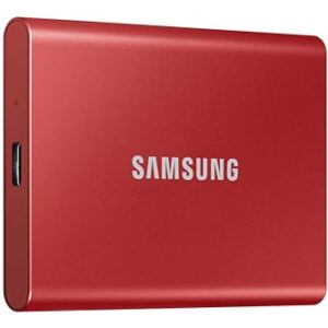 SAMSUNG T7 Portable SSD, 1TB External Solid State Drive, Speeds Up to 1,050MB/s, USB 3.2 Gen 2, Reliable Storage for Gaming, Students, Professionals, MU-PC1T0R/AM, Red