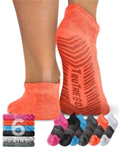 trutread pilates socks with grips for women and men - 6 pairs yoga socks for women | yoga socks for men | pure barre socks