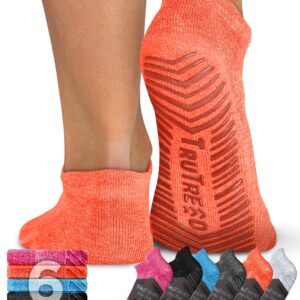 TruTread Pilates Socks with Grips for Women and Men - 6 Pairs Yoga Socks for Women | Yoga Socks for Men | Pure Barre Socks