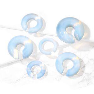 Pierced Owl Opalite Stone Hoop Plug Earrings, Sold As Pair (6mm (2GA))