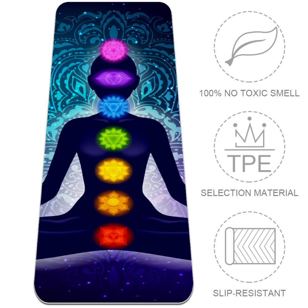 Siebzeh Fit Yoga Mat Chakra and Meditation Woman 6mm Eco Friendly Rubber Health&Fitness Slip-Resistant Mat for All Types of Exercise, Yoga, and Pilates (72" x 24" x 6mm Thick)