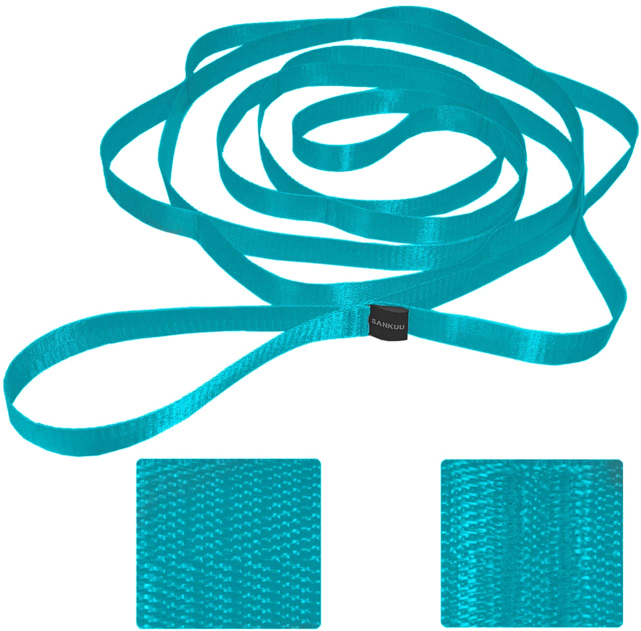 SANKUU 12 Loops Yoga Stretch Strap for Physical Therapy with Exercise Instruction (Blue)