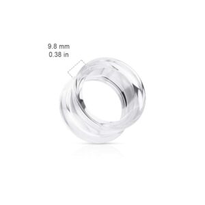 Pierced Owl Hollow Acrylic Double Flared Saddle Tunnel Plug Gauges, Sold As Pair (Clear, 10mm (00GA))