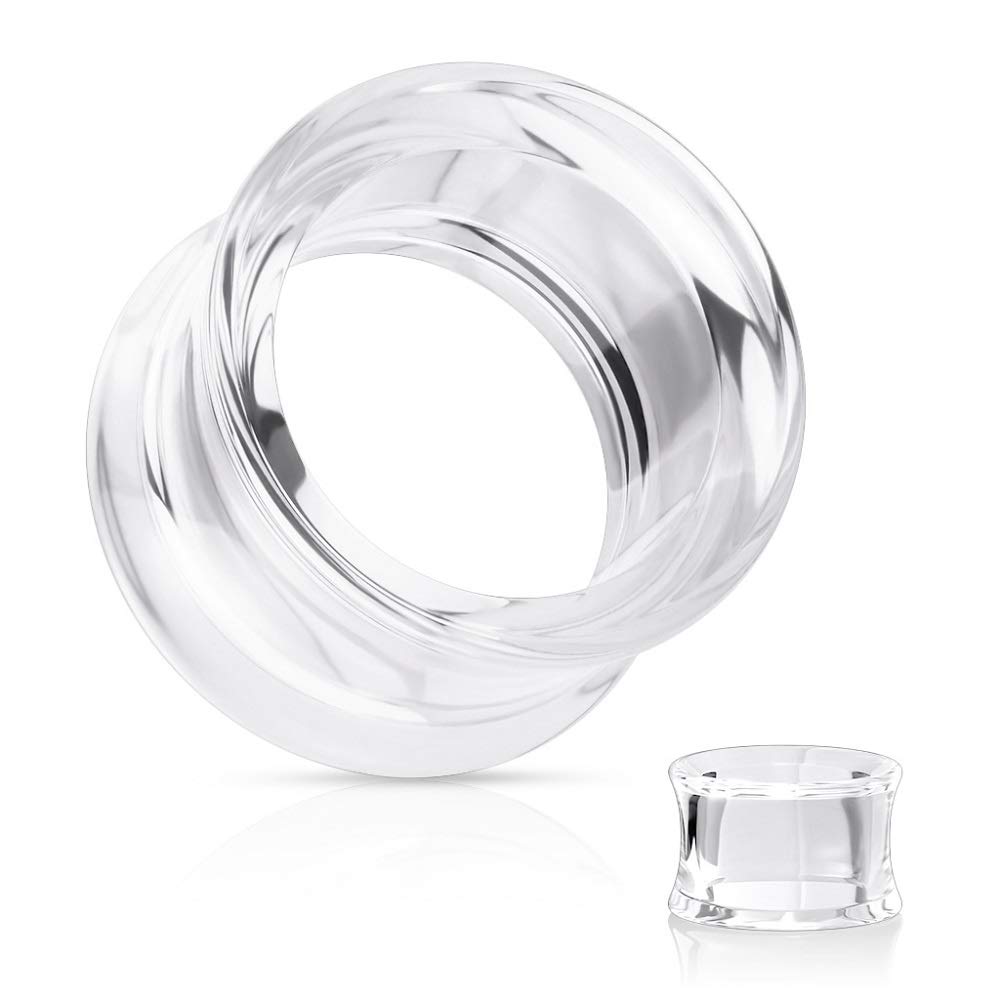 Pierced Owl Hollow Acrylic Double Flared Saddle Tunnel Plug Gauges, Sold As Pair (Clear, 10mm (00GA))