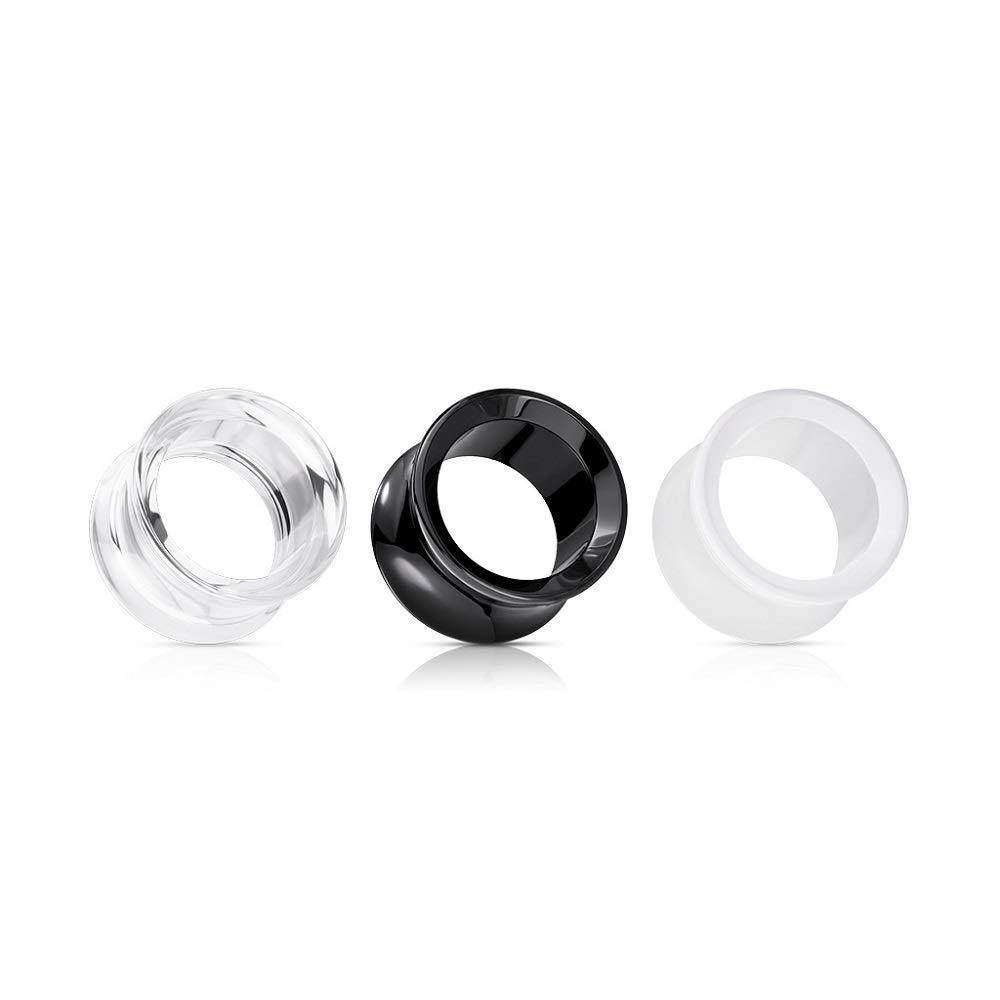 Pierced Owl Hollow Acrylic Double Flared Saddle Tunnel Plug Gauges, Sold As Pair (Clear, 10mm (00GA))