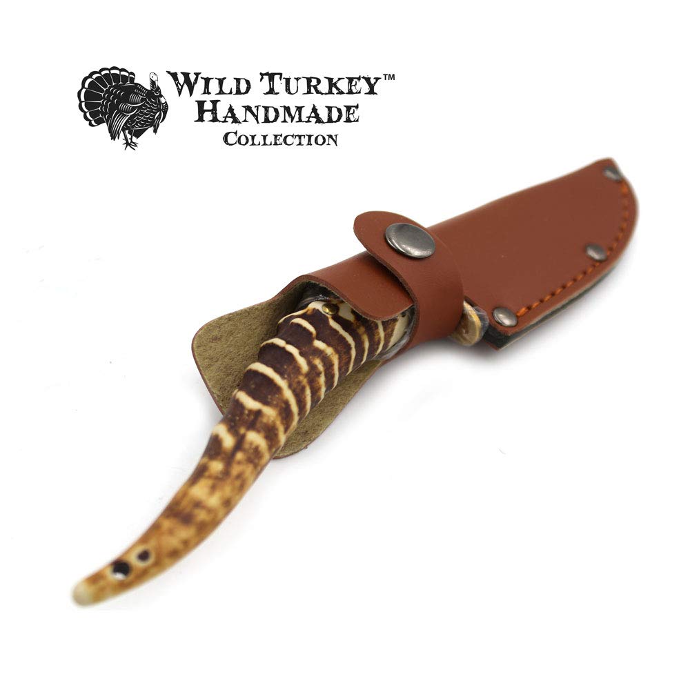 Wild Turkey Handmade Collection Fixed Blade Faux Handle Hunting Knife w/Leather Sheath Included (5105)