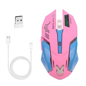 greshare gaming mouse,7 colors backlit optical game wireless mice ergonomic with 2400 dpi and 6 buttons 4 shooting with nano receiver for computer/win/mac/linux/andriod/ios,pink.