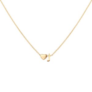 glimmerst initial heart necklace,18k gold plated stainless steel tiny heart letter j necklace personalized monogram name necklace for women