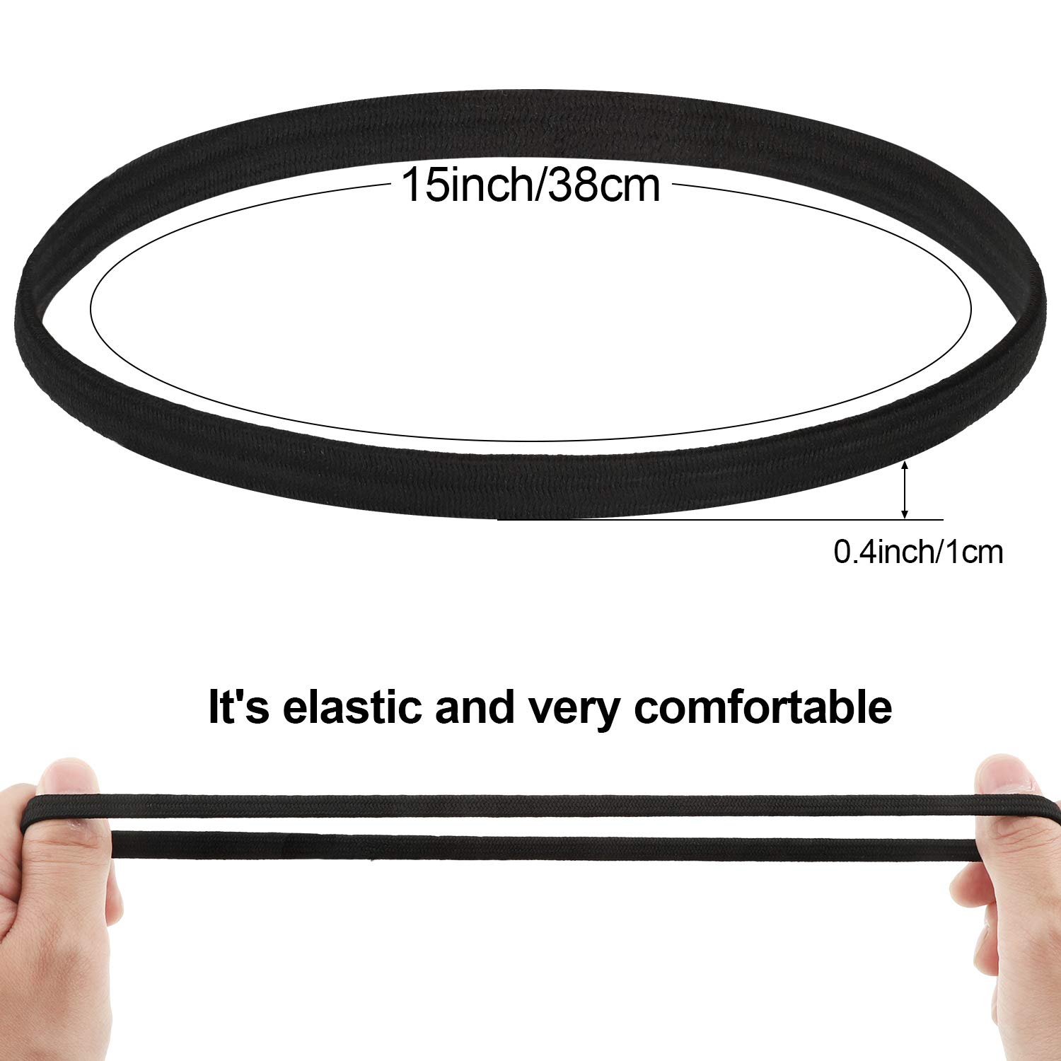 30 Pieces Elastic Sport Headbands Thin Elastic Exercise Skinny Athletic Hair Bands Anti-Slip Stretchy Sweatbands for Men and Women Running Jogging Yoga Workout Supplies