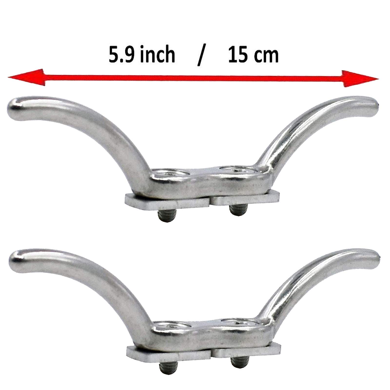 Stainless Steel Rope Cleat, 2 Pcs per Pack, with Quick Release Track Rail Adapter Hardware, for Kayak Track Mount - Easy to Install - No Drilling