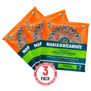 Maria & Ricardo's Organic Sprouted Tortillas. (3 Pack) USDA Certified Organic, Non GMO PV, Vegan, Kosher. 6 Tortillas per Pack