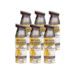 Rust-Oleum 353091-6PK Universal All Surface Metallic Spray Paint, Matte Gunmetal Gray, 11 Oz (Pack of 6)