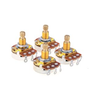 musiclily pro brass shaft full metric size a500k guitar pots audio taper potentiometers for electric guitar/bass (set of 4)