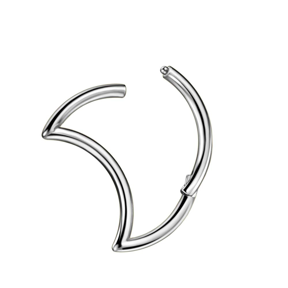 FANSING 18g Cartilage Earring Hoop Silver 18 Gauge Daith Earrings for Women 18 Gauge Earrings for Rook Piercing Jewelry Surgical Steel Helix Earring 8mm Moon Piercing Earring