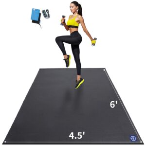 MRO Premium Large Exercise Mat 6'x4.5'x7mm, Ultra Durable Workout Mats for Home Gym Flooring, Non-Slip, Thick Cardio Mat for Plyo, MMA, Jump, Weightlifting, Shoe Friendly (Black)