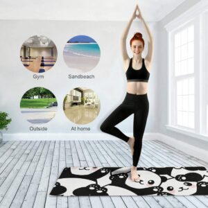 Qilmy Panda Yoga Mat Non-Slip Foldable Sweat Absorbent Travel Yoga Mat with Carrying Bag for Yoga, Pilates, Exercise, Workout, Bikram and Hot Yoga 71 x 26 Inch