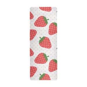 qilmy strawberry yoga mat non-slip foldable sweat absorbent travel yoga mat with carrying bag for yoga, pilates, exercise, workout, bikram and hot yoga 71 x 26 inch