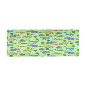 qilmy cute dinosaurs yoga mat & exercise mat for kid and tween/adult - family exercise game - easy to clean (71”x26”x 1mm)