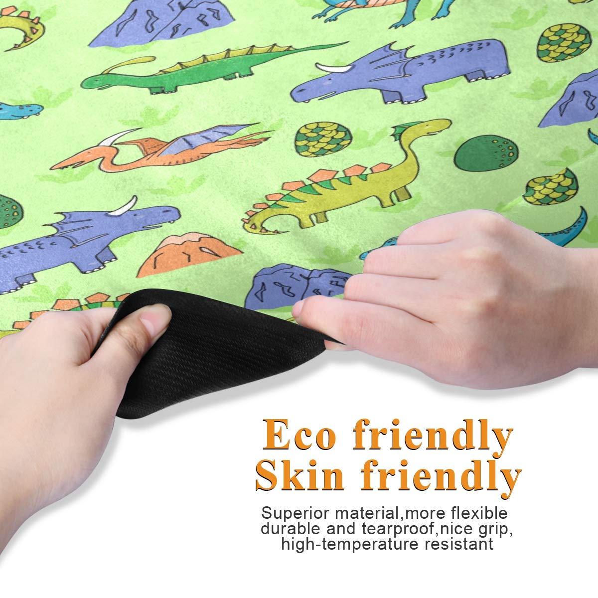 Qilmy Cute Dinosaurs Yoga Mat & Exercise Mat for Kid and Tween/Adult - Family Exercise Game - Easy to Clean (71”x26”X 1mm)