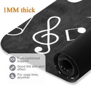 Qilmy Music Note Yoga Mat Non-Slip Foldable Sweat Absorbent Travel Yoga Mat with Carrying Bag for Yoga, Pilates, Exercise, Workout, Bikram and Hot Yoga 71 x 26 Inch