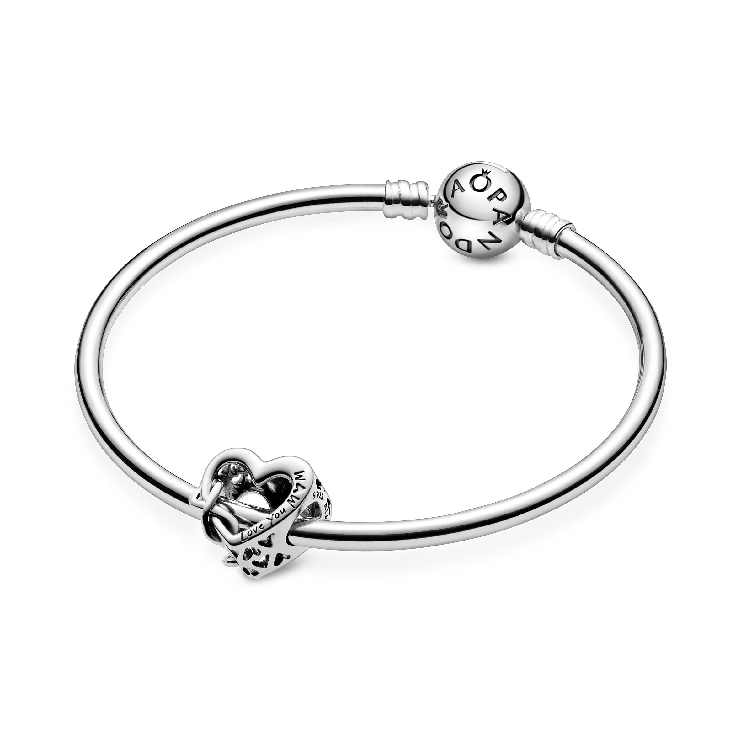 Pandora Love You Mom Infinity Heart Charm - Compatible Moments Bracelets - Jewelry for Women - Gift for Women in Your Life - Made with Sterling Silver