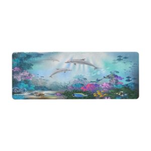 Qilmy Underwater World of Dolphins Yoga mat,Best No-Slip Hot Yoga Mat, No-Toxic,TPE Yoga mat,Ideas for Exercise,Yoga and Pilates(71”x26”X 1mm)