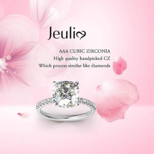 Jeulia Women 5.43ct Cushion Cut Engagement Ring 925 Sterling Silver Single Stone Anniversary Band Rings Cubic Zirconia Wedding Eternity Rings Promise for Her (Silver, 6)