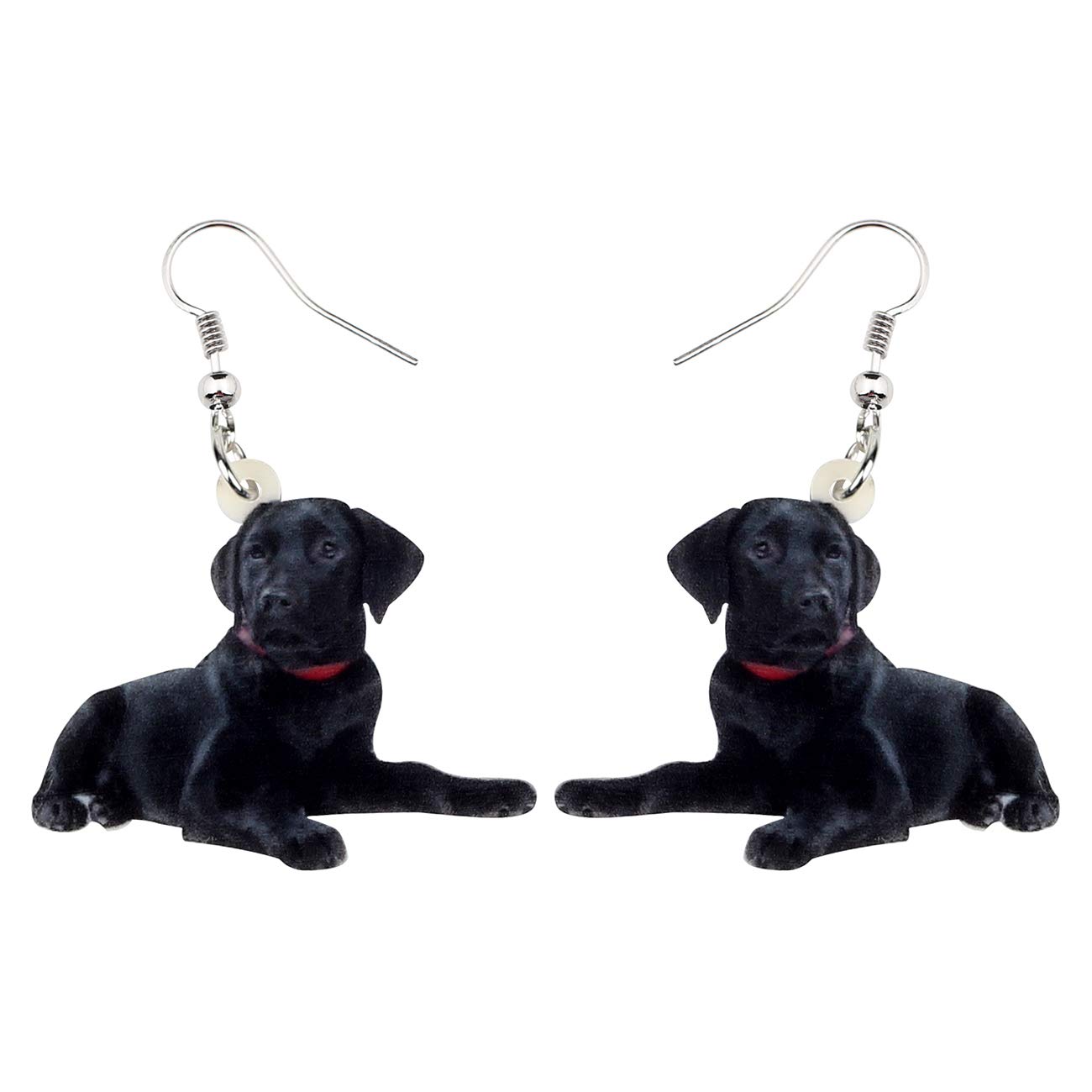 NEWEI Acrylic Lying Black Labrador Dog Dangle Earrings Drop Animal Jewelry For Women Gift Charm Accessories