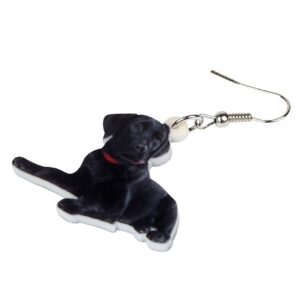 NEWEI Acrylic Lying Black Labrador Dog Dangle Earrings Drop Animal Jewelry For Women Gift Charm Accessories