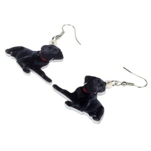 NEWEI Acrylic Lying Black Labrador Dog Dangle Earrings Drop Animal Jewelry For Women Gift Charm Accessories