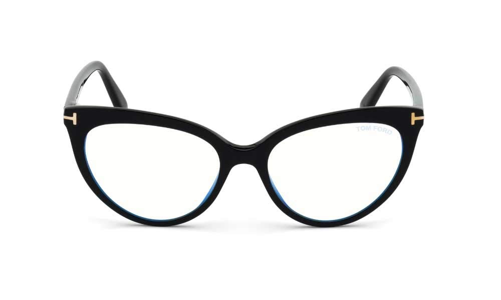 Eyeglasses Tom Ford FT 5674 -B 001 Shiny Black/Blue Block Lenses