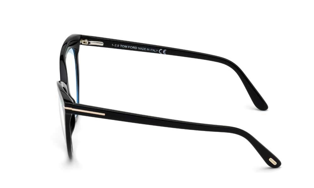 Eyeglasses Tom Ford FT 5674 -B 001 Shiny Black/Blue Block Lenses