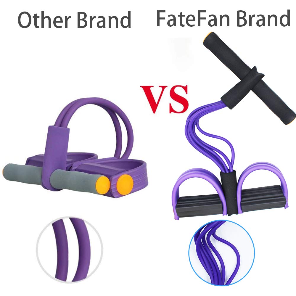 FateFan Multifunction Tension Rope, 6-Tube Elastic Yoga Pedal Puller Resistance Band, Natural Latex Tension Rope Fitness Equipment, for Abdomen/Waist/Arm/Leg Stretching Slimming Training (Purple)