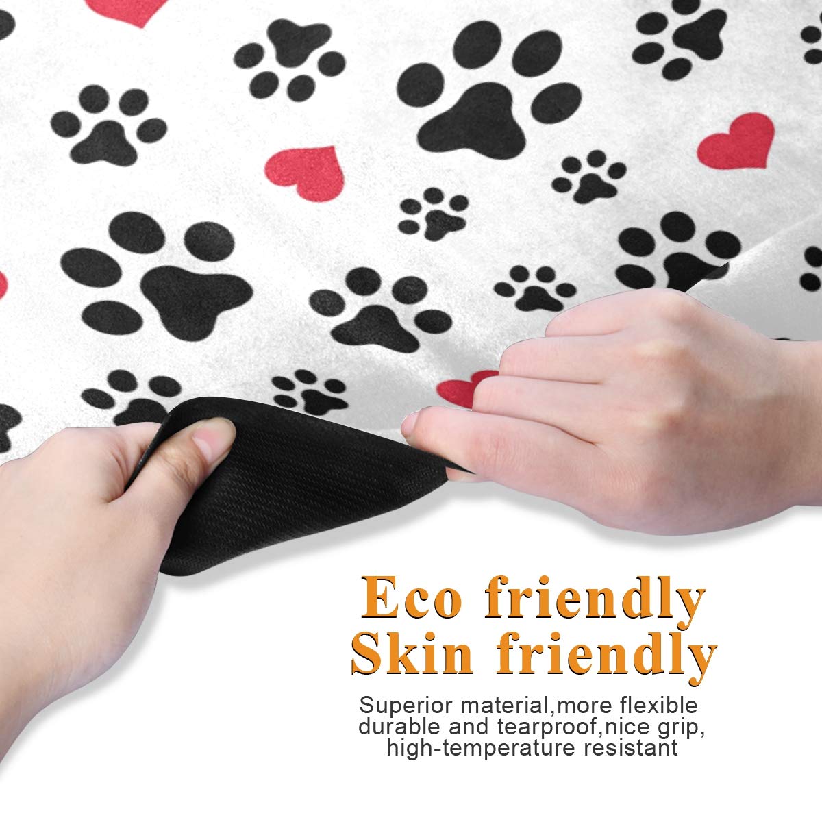 Qilmy Dog Cat Paw Print Yoga Mat | 1mm Extra Thin 71“ Long Non Slip Workout & Fitness Mat with Storage Bag for Yoga, Pilates & Floor Exercises