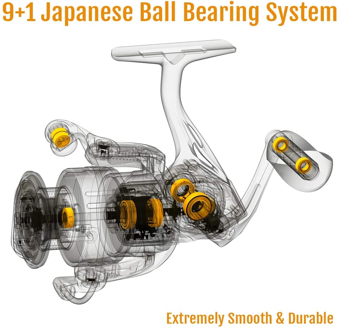 Cadence Lux Spinning Fishing Reels - Ultra Smooth Powerful Spinning Reel with 9+1 Shielded BB, Carbon Fiber Frame, 36LBs Max Drag, 5.2:1-6.2:1 High Speed Gear Ratio & Braid-Ready Spool (3000)