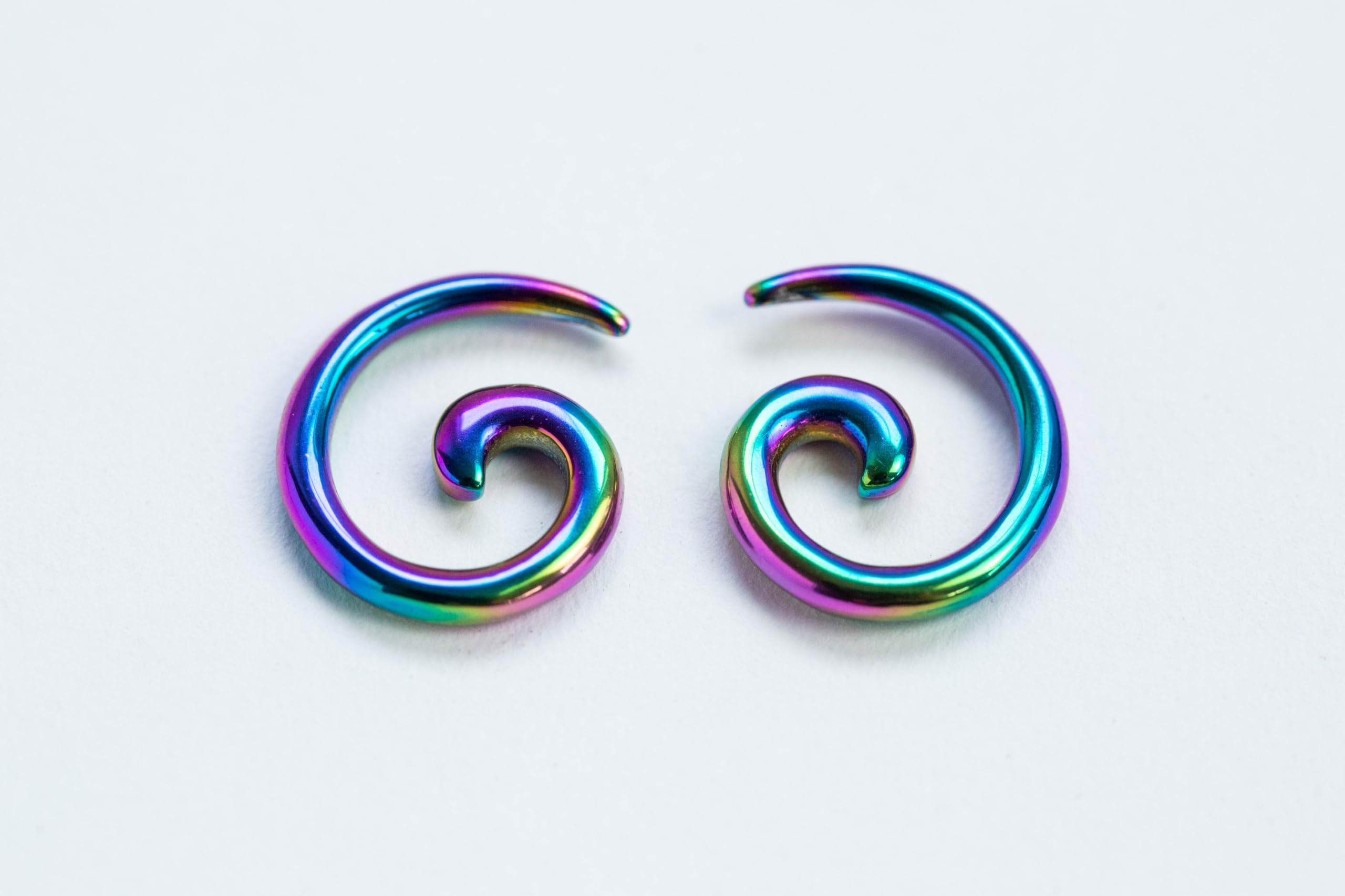 Pierced Owl Stainless Steel Spiral Tapers, Sold as a Pair (6mm (2GA), Rainbow)