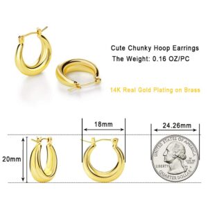 LILIE&WHITE Chunky Gold Hoop Earrings for Women Cute Fashion Hypoallergenic earrings Minimalist Jewelry Gift